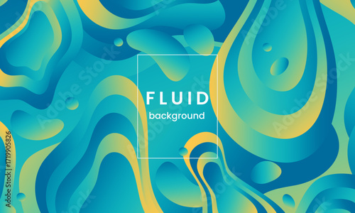 Modern fluid background with dynamic wavy shapes. Abstract vector illustration with teal and yellow gradients for a website landing page or banner.