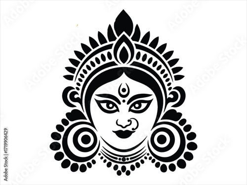 Goddess Durga Silhouette vector icon
