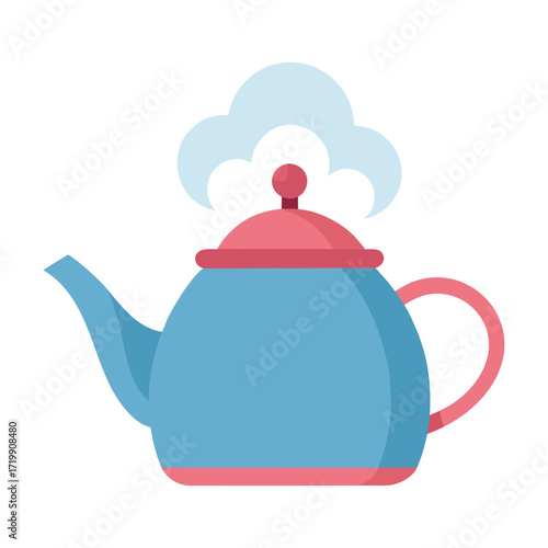 Red Classic Teapot Vector Illustration