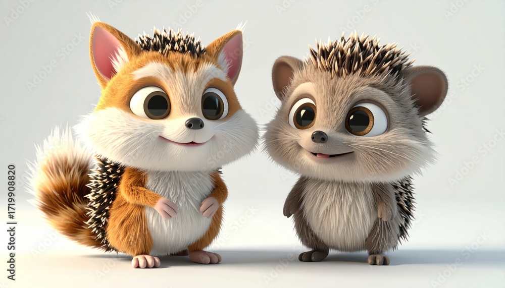 Fototapeta premium Cute cartoon hedgehogs
