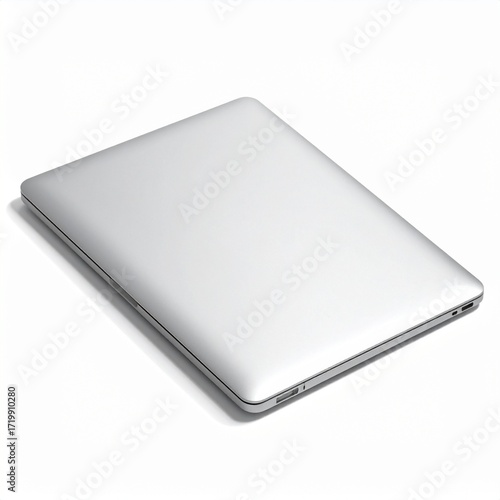 A sleek silver closed laptop computer isolated on a clean white background, showcasing modern portable technology and mobile computing