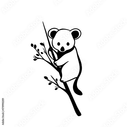 Tree Kangaroo. Tree Kangaroo simple black and white line art vector logo