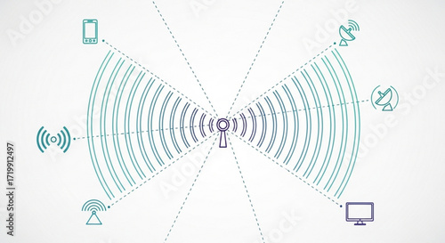 Communication network illustration, perfect for technology enthusiasts, digital innovators, and connectivity lovers, adding a modern touch