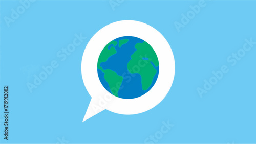 Illustration Of A Globe Inside A Speech Bubble Vector Design Template