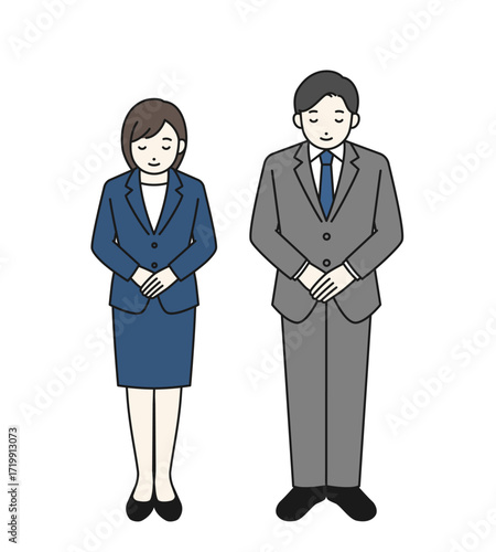 お辞儀をするビジネスパーソン 全身