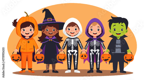 children wearing Halloween costumes