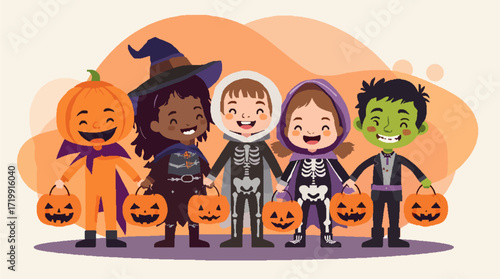 children wearing Halloween costumes