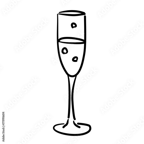 Champagne flute Line Art Illustration for Bachelorette Party Celebration Festive Drink Outline Drawing for Invitations Greeting Cards and Party Decor