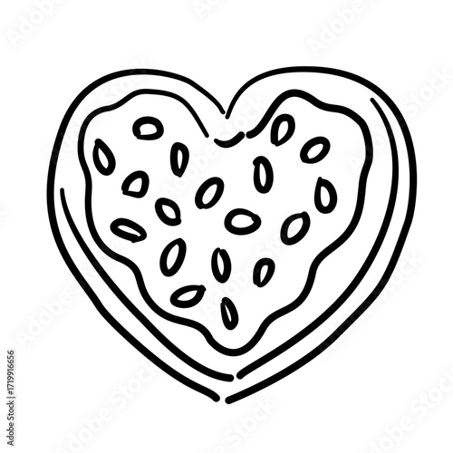 Heart shaped cookie Line Art Illustration for Bachelorette Party Celebration Festive Drink Outline Drawing for Invitations Greeting Cards and Party Decor