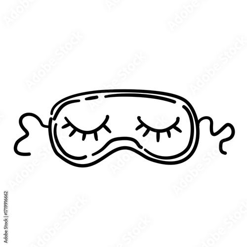 Sleep mask Line Art Illustration for Bachelorette Party Celebration Festive Drink Outline Drawing for Invitations Greeting Cards and Party Decor