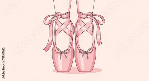 A pair of pink ballet shoes with delicate ribbons, capturing the essence of grace, elegance, and the art of dance
