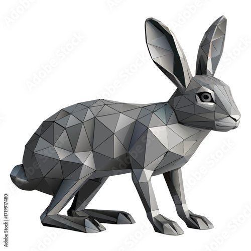 Hare in geometric shapes in 3D