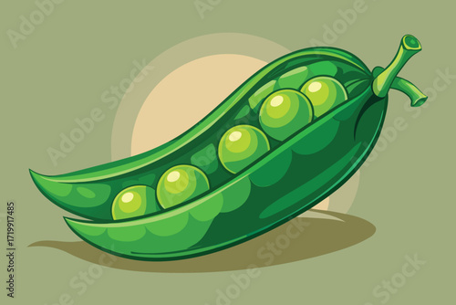 Green Pea Pod with Shiny Peas legume vegetable