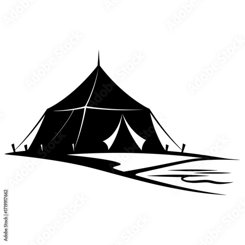 Black silhouette of a circus tent isolated on white background silhouette