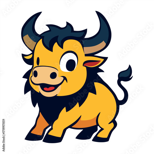 Ilustrasi Kerbau Kuning Hitam Kartun