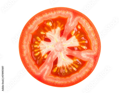 Wallpaper Mural Freshly sliced tomato showcasing vibrant red color and intricate seed patterns for culinary presentations. Torontodigital.ca