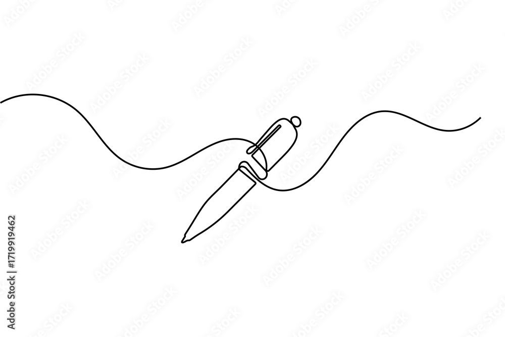 Obraz premium Pen vector illustration minimal outline continuous one line drawing isolated simple vector design 