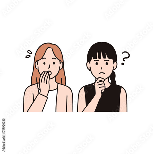 Women Confused and Worried – Problem Solving and Question Concept Vector