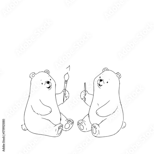 Cute bear drawing painting illustration animal art sketch lineart design teddy bear artwork cartoon bears artist