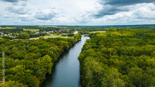 Vászonkép Aerial view of Château de Chenonceau, one of the most famous Loire Valley castles in France