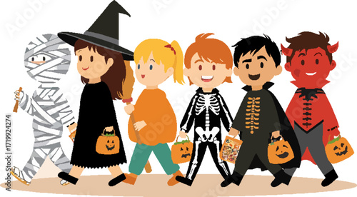 children wearing Halloween costumes