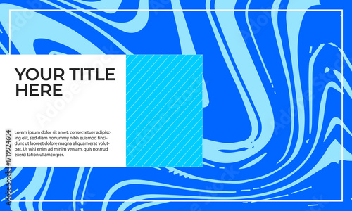 Abstract banner template with a blue marble swirl pattern. Vector layout for a social media post, website header, or event flyer with a text placeholder.