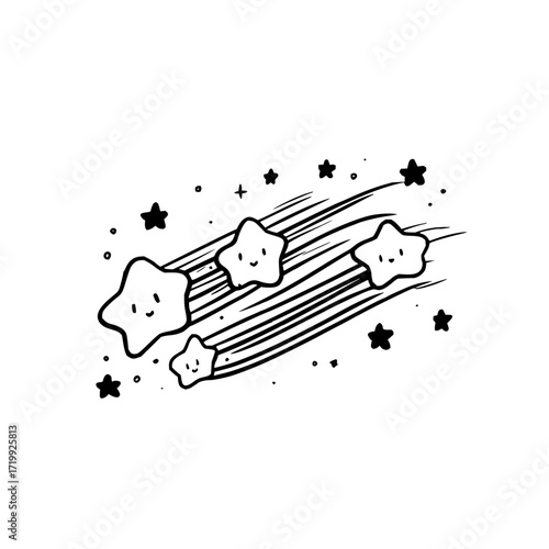 Cute stars shooting star cartoon starburst starfield celestial star cluster cosmic sky doodle illustration