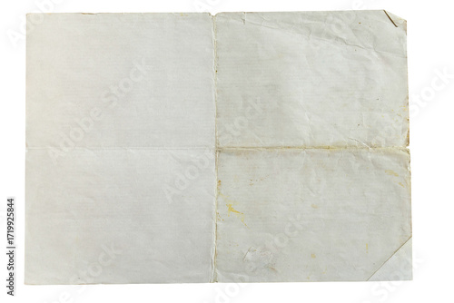 unfolded sheet of vintage gray paper isolated