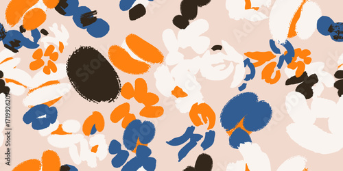 Floral seamless pattern with different abstract flowers. Vector background, design, print, wrapping paper, textile, wallpaper, header