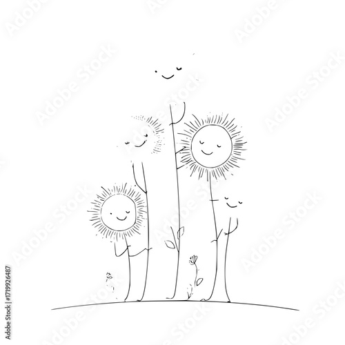 Sunflowers drawing sketch illustration flower art floral design nature plant garden summer bloom blossom 100 char