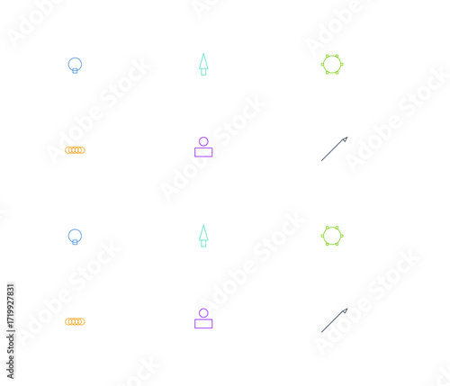 Innovation and ideas multipack illustration set, 12 flat vector designs including lightbulbs, rockets, gears, brainstorm clouds, laptops with ideas, and upward arrows for creativity and startup growth