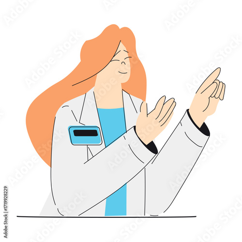 Woman Psychologist Talk and Give Advice Vector Illustration