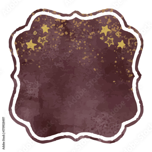 Vector frame material of a hand-drawn night sky and stars, like a watercolor painting.