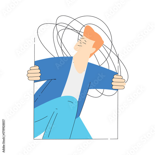 Mental Health with Man Character with Psychological Disorder Vector Illustration