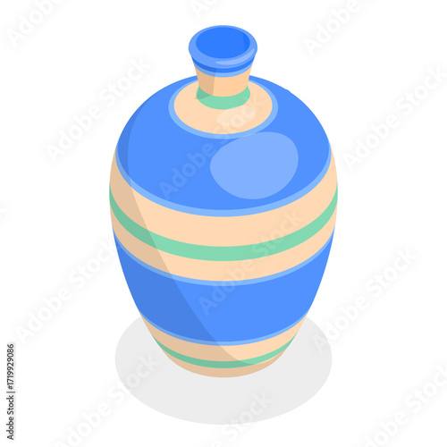 3D Isometric Flat Vector Illustration of Pottery, Elegant Ceramic Vases For Decoration. Item 3