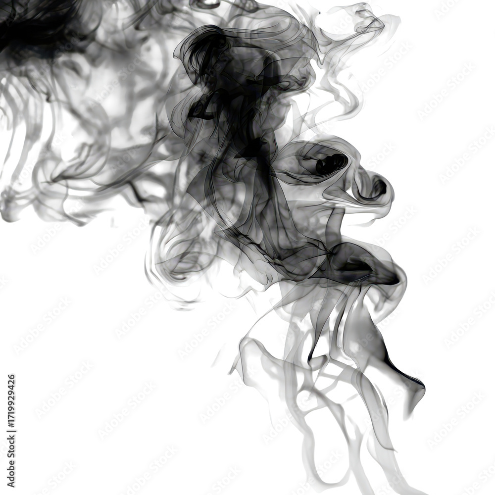 Fototapeta premium Smoke swirls create abstract patterns in black and white artistry