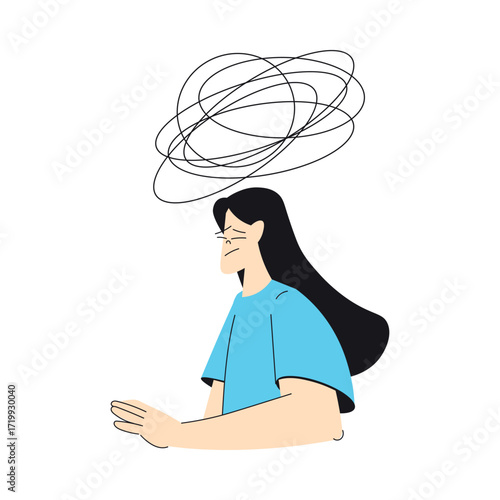 Mental Health with Woman Character with Psychological Disorder Vector Illustration
