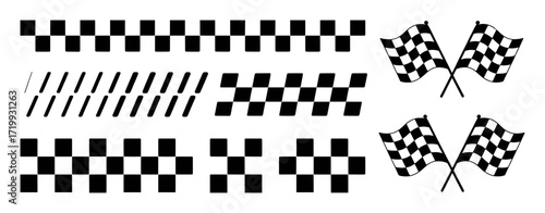 Racing Flags and Checkered Patterns: A Collection of Motorsport Graphics