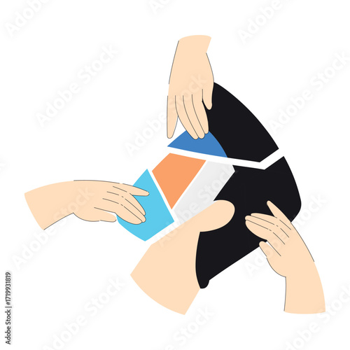 Psychotherapy with Hand Interact with Puzzle Piece Vector Illustration