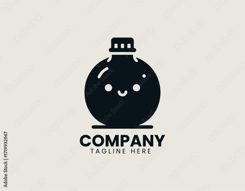 Obraz premium Smiling Potion Bottle Logo Design