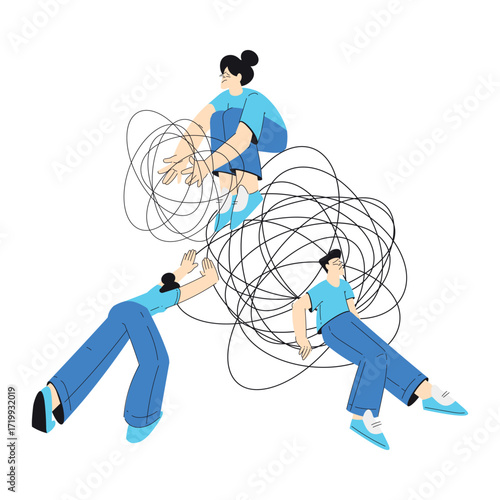 Mental Health with Man and Woman Character with Psychological Disorder Vector Illustration