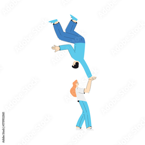 Mental Health with Woman Character Give Hand Support Gesture to Overcome Difficulty Vector Illustration
