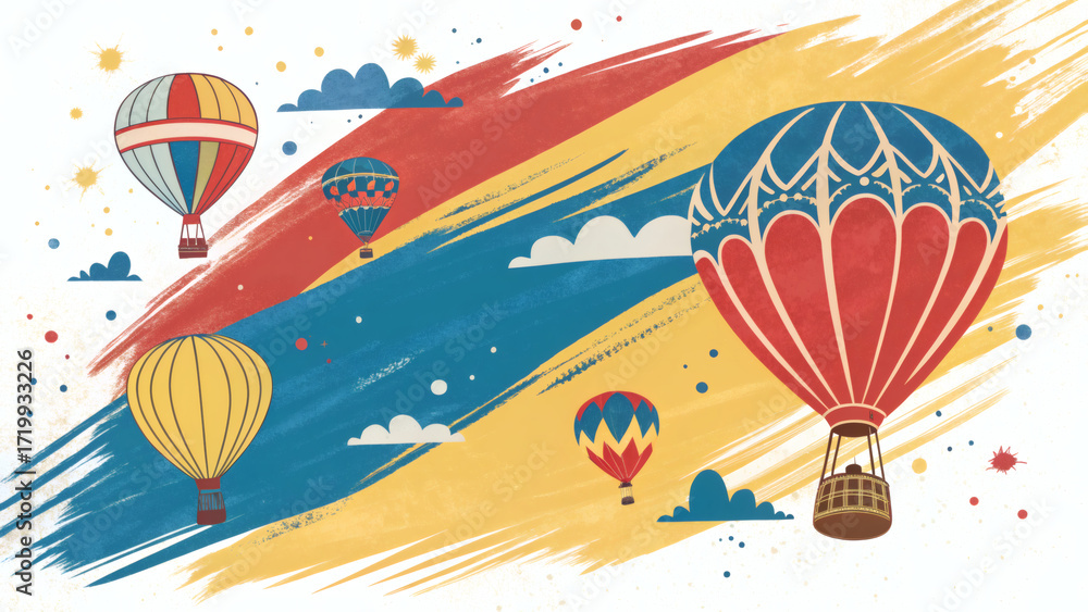 Fototapeta premium Albuquerque International Balloon Fiesta Abstract Flat Lay Background