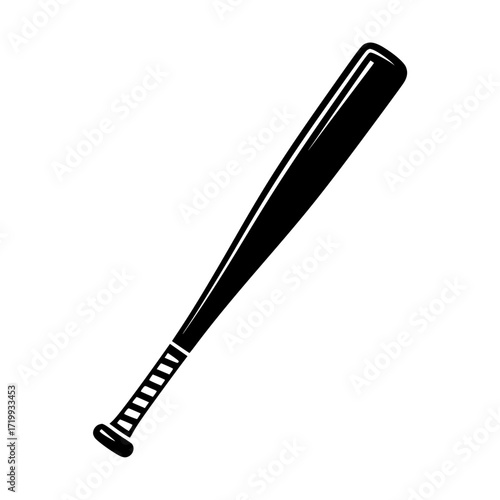 A classic baseball bat, in silhouette, embodies the raw power and tradition of the sport. The image showcases a sleek, graphic depiction of the iconic wooden tool.
