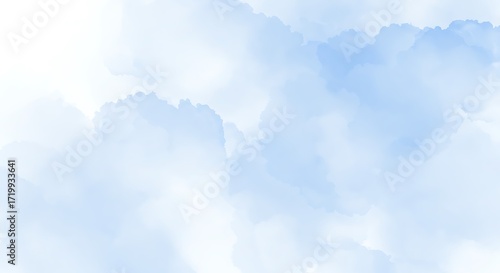 Fototapeta Naklejka Na Ścianę i Meble -  Soft blue sky with scattered white clouds and gentle light diffusion