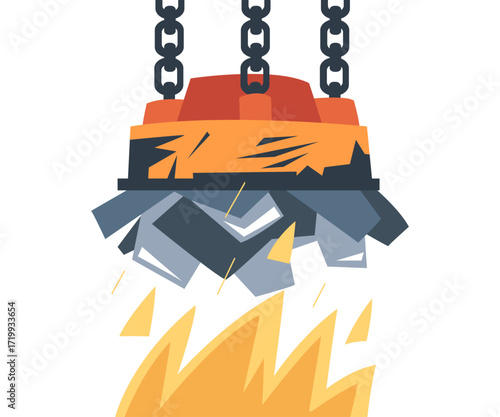 Metallurgy and Industrial Steel Production and Metalworking Equipment Vector Illustration