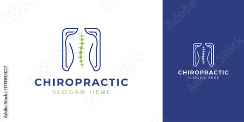 Chiropractic Logo with Abstract Backbone Vector Design