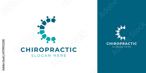 Chiropractic Logo with Abstract Backbone Vector Design