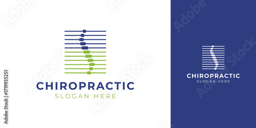 Chiropractic Logo with Abstract Backbone Vector Design