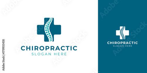 Chiropractic Logo with Abstract Backbone Vector Design